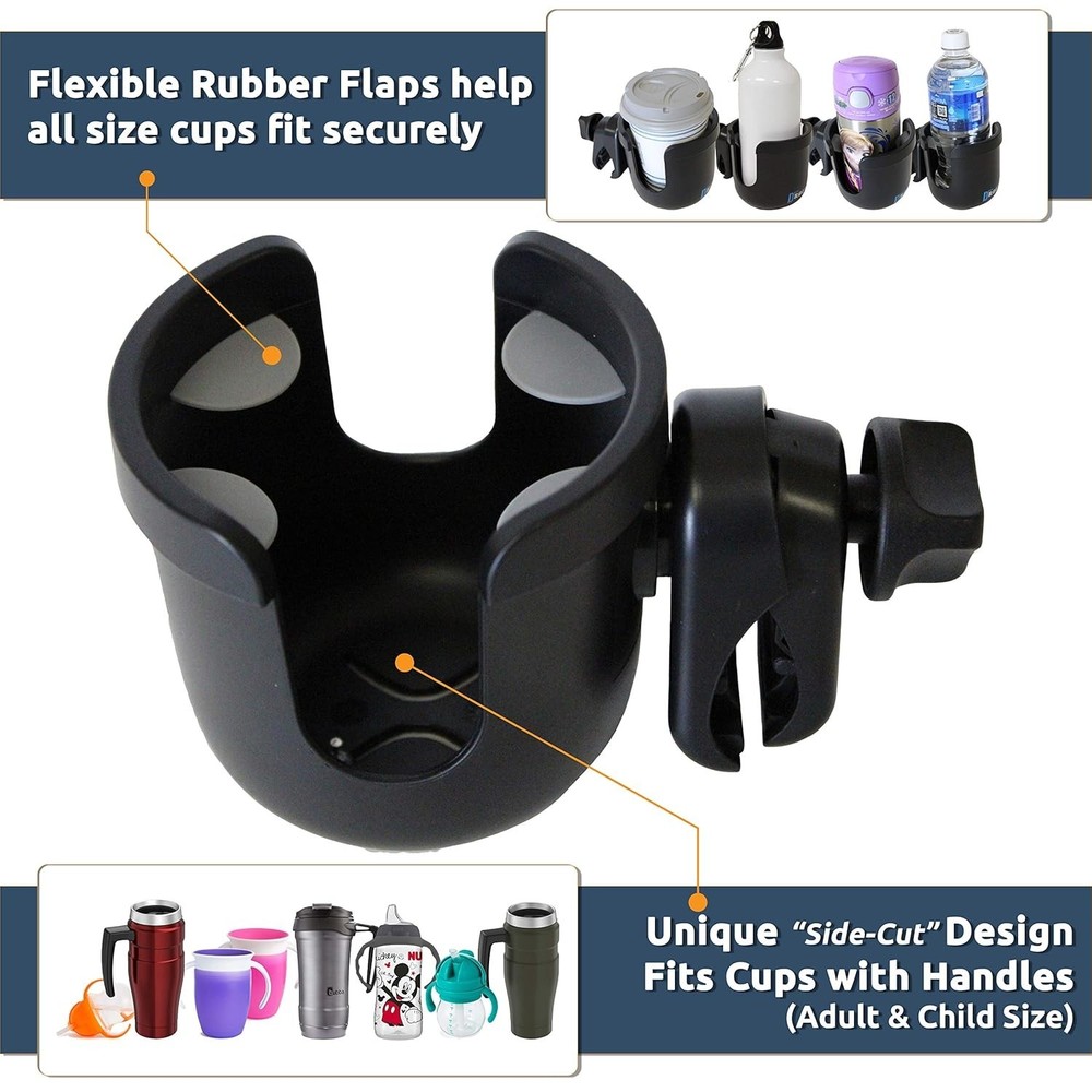 Adjustable Drink Holder for Strollers, Bikes, and Wheelchairs - Large Capacity