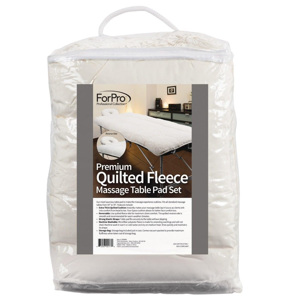 Quilted Fleece Massage Table Pad Set With Face Rest Cover Extra Soft