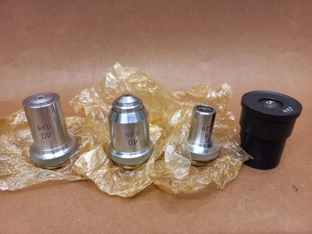 Soviet Vintage Microscope Lenses LOMO New!!! Set, USSR Microscope Accessories