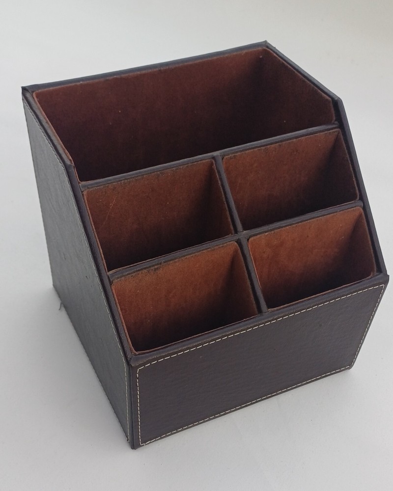 Used PU Leather Control Holder TV Remote Table Organizer Storage Box Strong