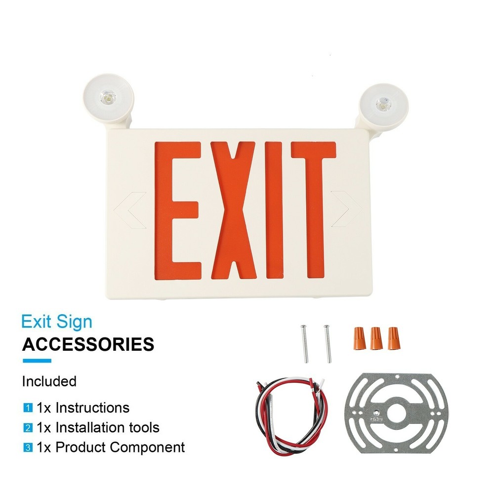 Spectsun 4 Pack Red LED Exit Sign&Emergency Lights Exit Sign Lighting Buniess