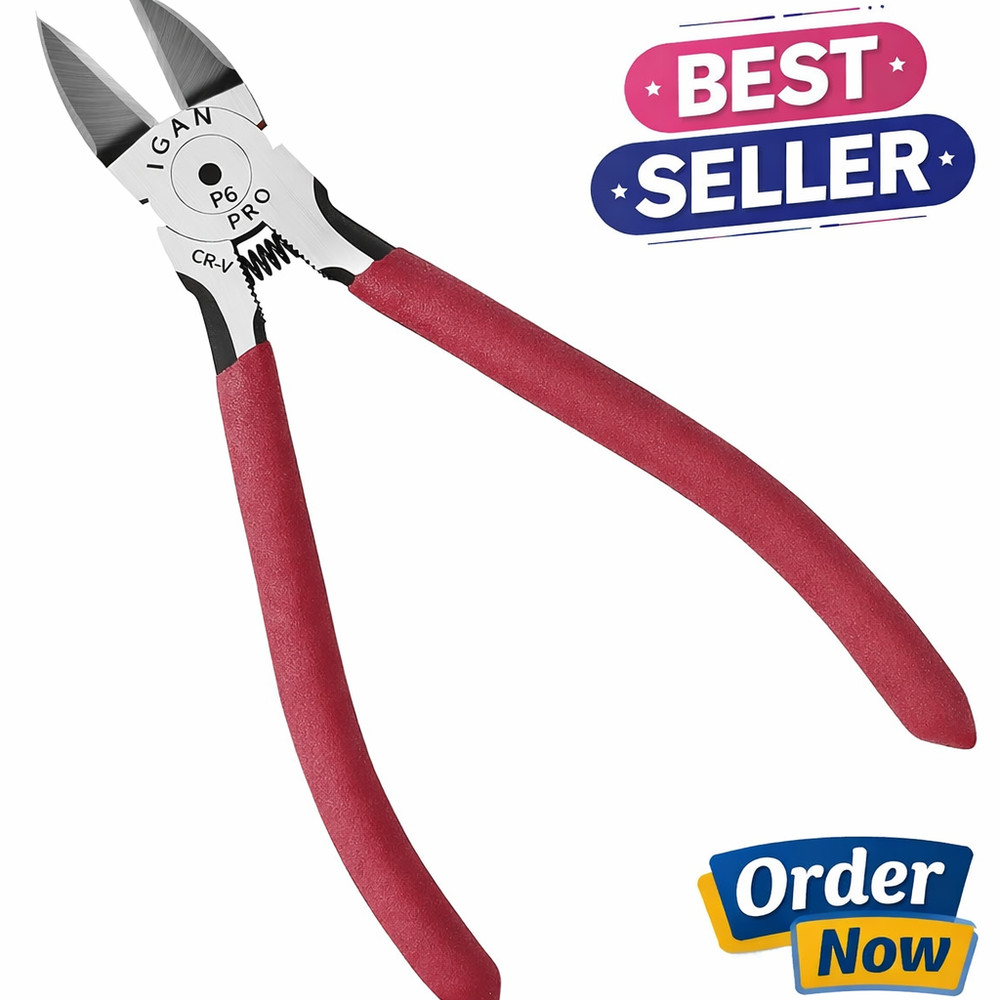 IGAN-P6 6″ Ultra-Sharp Flush Cut Side Cutter Clippers – Powerful Wire Snips for