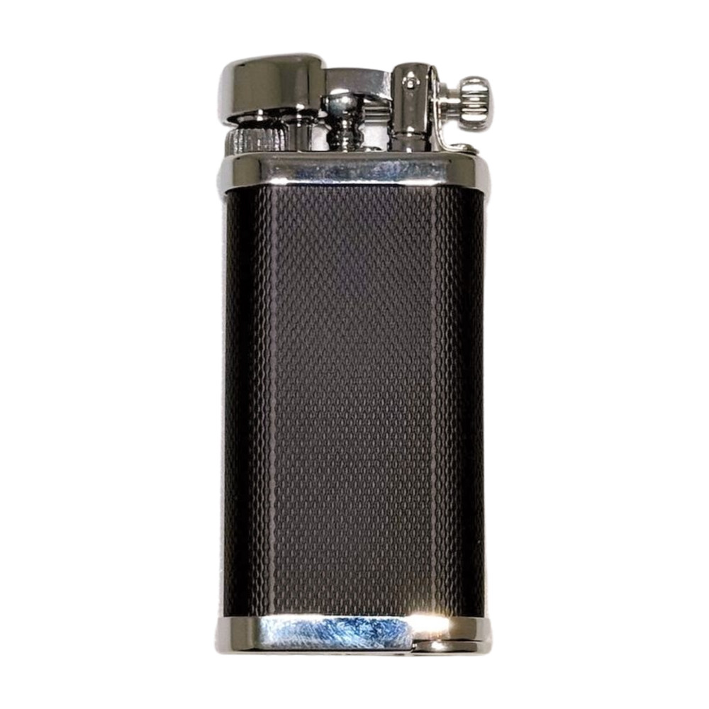 IM Corona Old Boy Black & Chrome Engine Turned Pipe Lighter