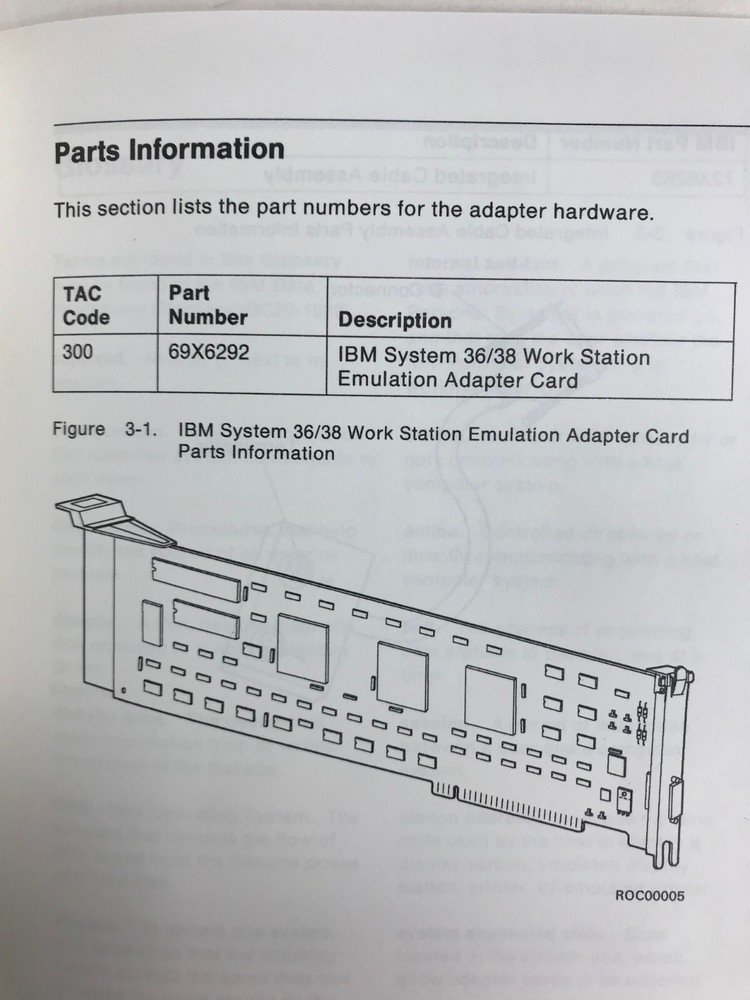 IBM SYSTEM 36/38 WORK STATION EMULATION ADAPTER QUICK REFERENCE 69X6285