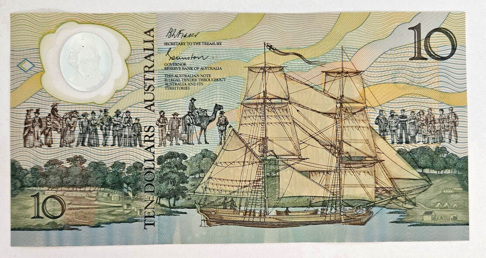 Australia $10 Ten Dollar Bicentennial Polymer Note - First Genera Issue - AB 30