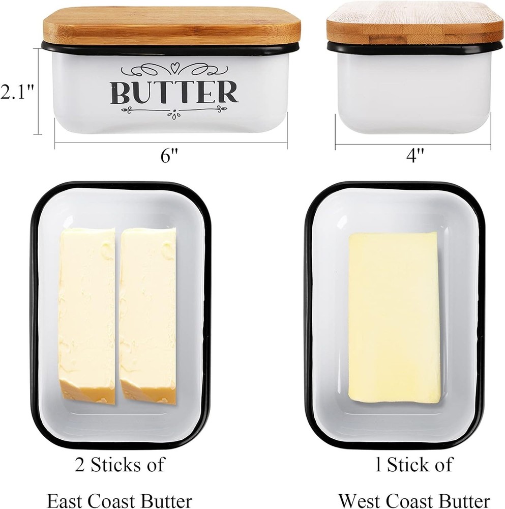 Multi-Functional Butter Dish with Lid - Vintage Enamel Design for Any Kitchen