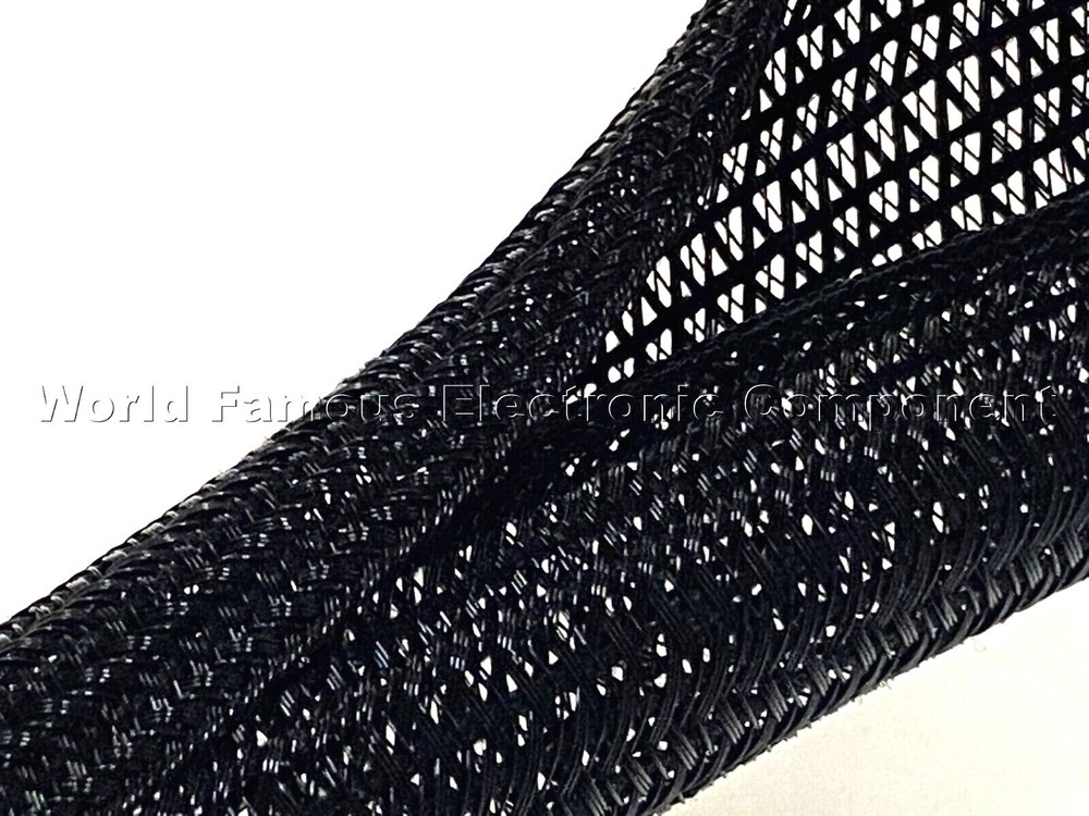 1/2" Black Split Braided Cable Sleeving , Split Loom , Wrap -USA