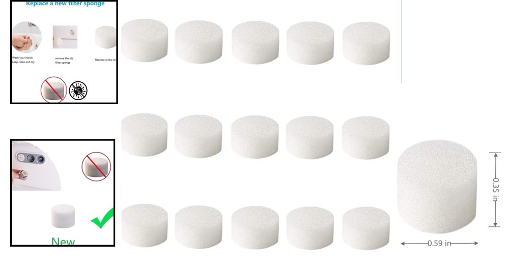 15 Pcs Replacement Air Filter Sponge for Compressor, Universal Size