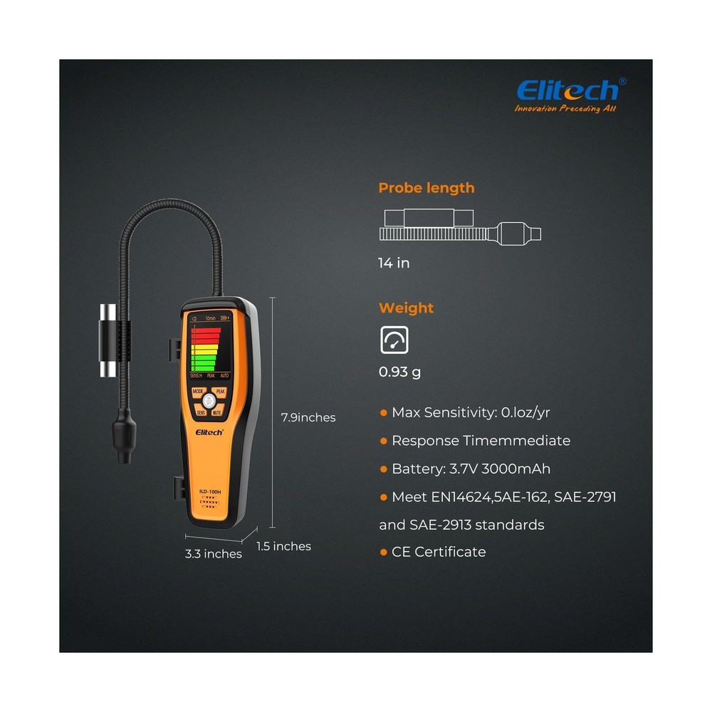 Elitech HVAC Refrigerant Leak Detector Heated Diode Sensor Halogen Freon Snif...