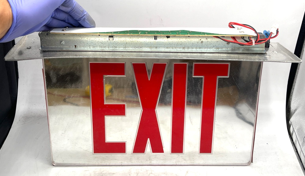 Emergency LED Edge Lit 6 inch Red Letter Mirror EXIT Sign *SEE VIDEO TEST*
