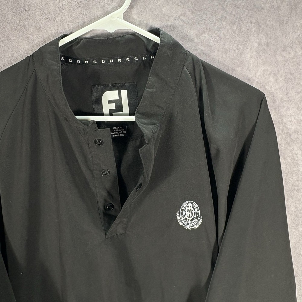 Footjoy Jacket Mens Medium Black Druid Hills Pullover 3/4 Button Long Sleeve