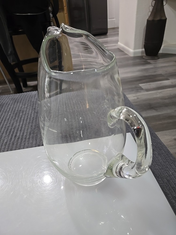 Vintage 10.5 Etched Very Elegant Pitcher.