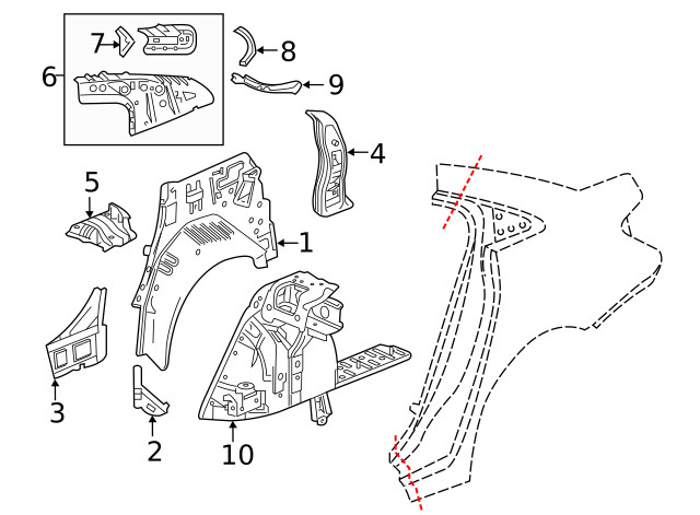 Genuine GM Passenger Side Quarter Inner Panel 23398775
