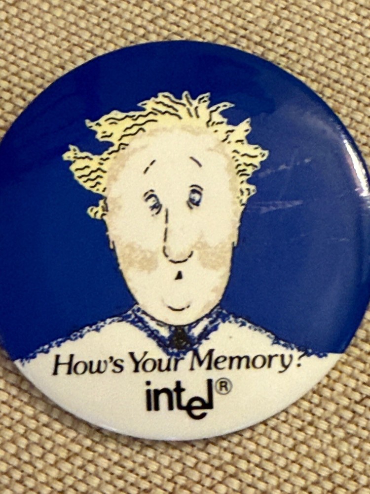 Vintage Intel Computer IT PC Memory Processor Microchip Tech Pin Pinback Button