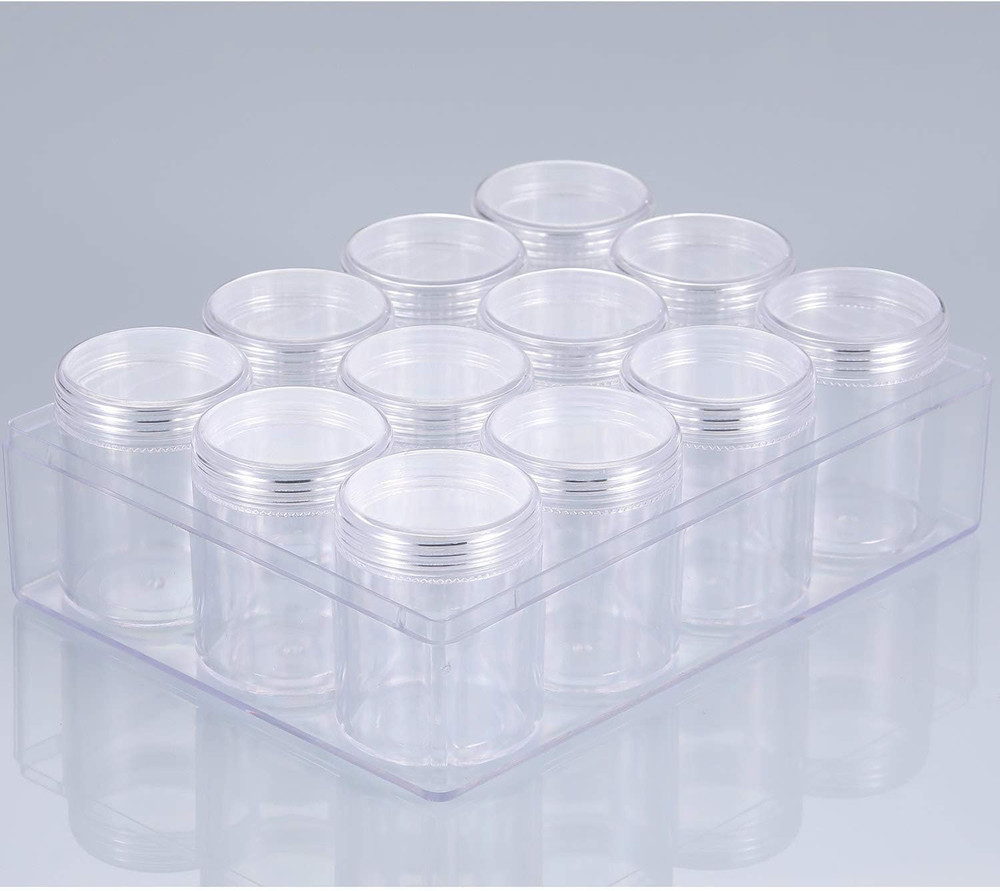 Clear Bead Organizer Small Bead Storage Containers Set 12 Pieces Plastic Storage