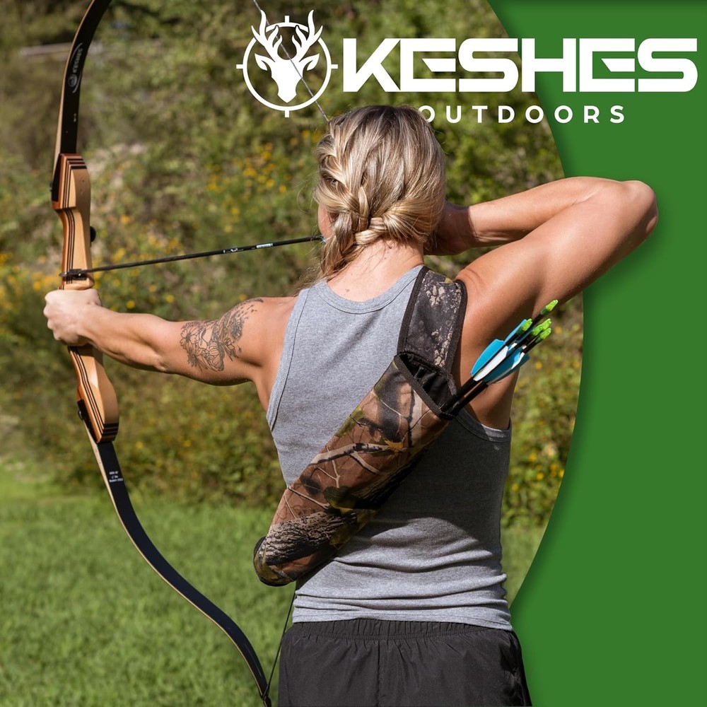 Adjustable Archery Back Quiver Holder - Camo Shoulder Strap