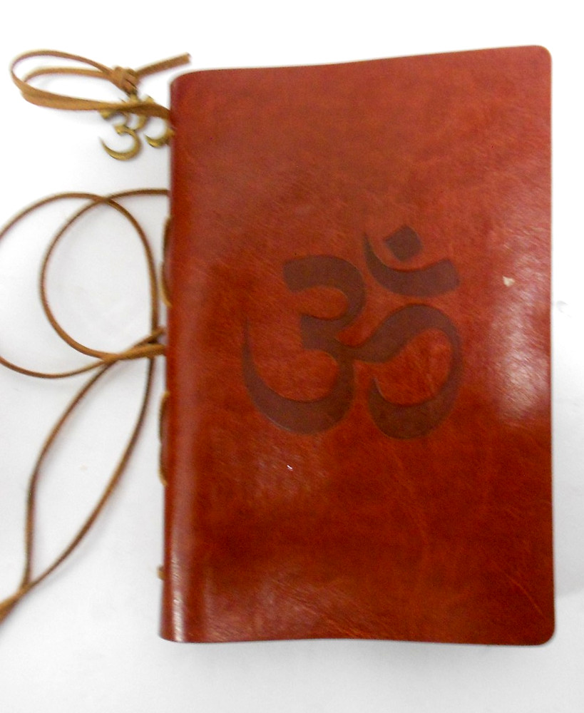 leather Om Aum journal handmade diary notebook leather strap closure with charm