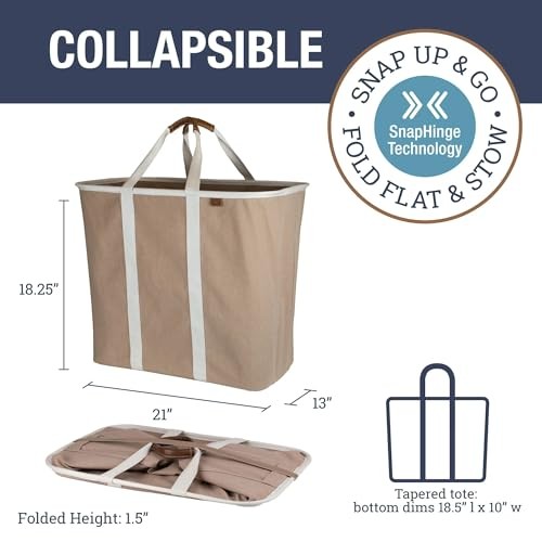 Collapsible Laundry Caddy – Foldable Laundry Hamper & Tote, 2 Pack LUXE Mocha