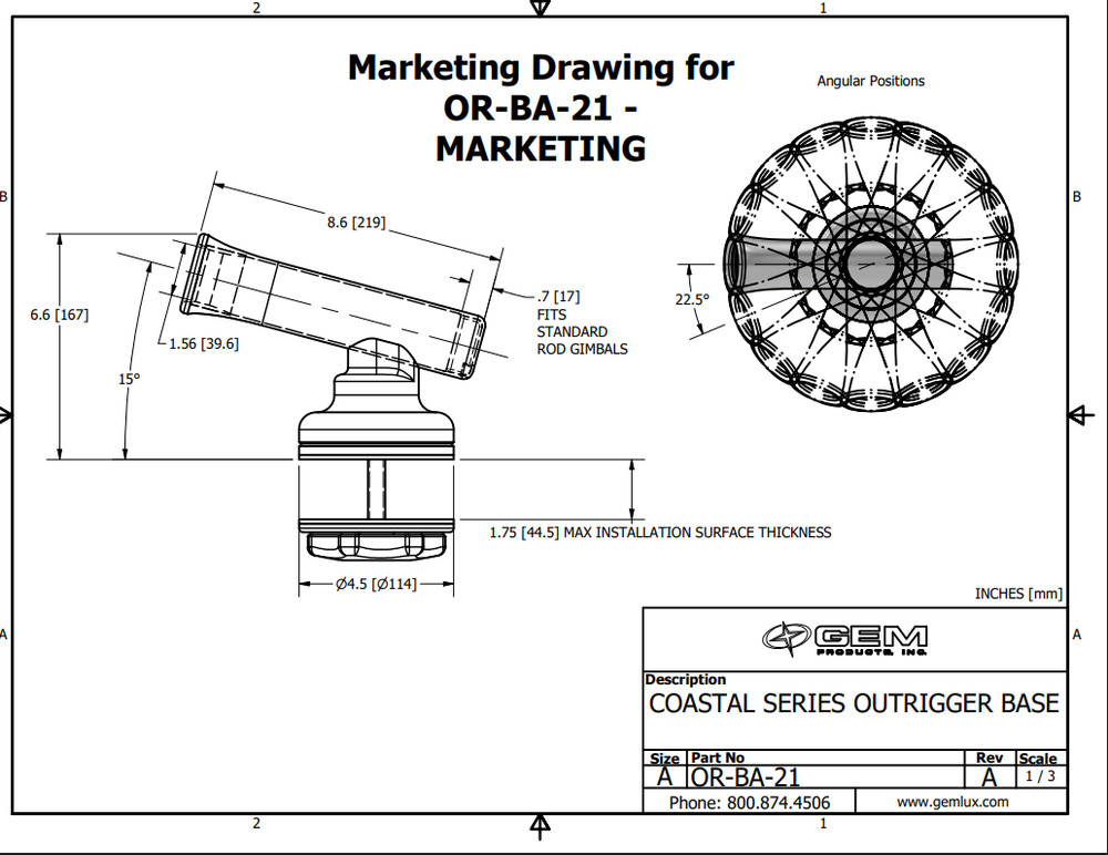 Gemlux Coastal Outrigger Base OR-BA-21 SINGLE