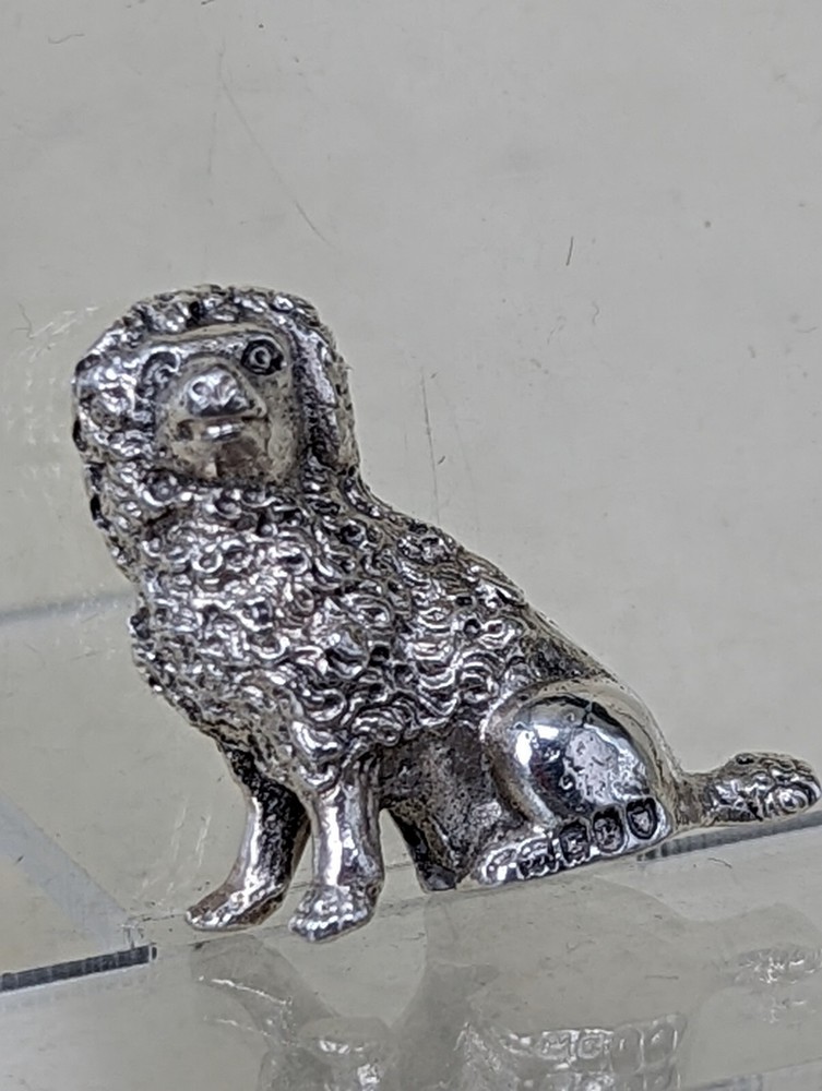 1902 Solid silver miniature poodle dog figure