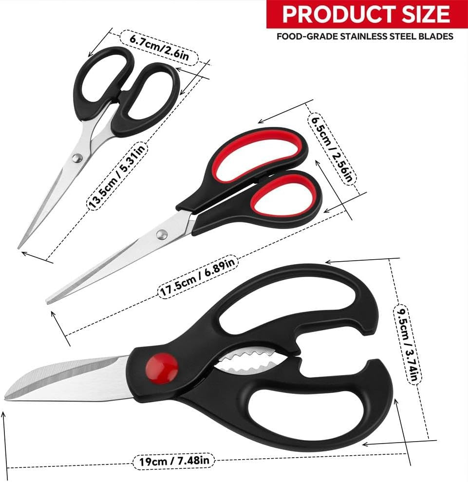 Kitchen Shears Set - Kitchen Scissors 3 Pack All Purpose Poultry Shears,Stainle