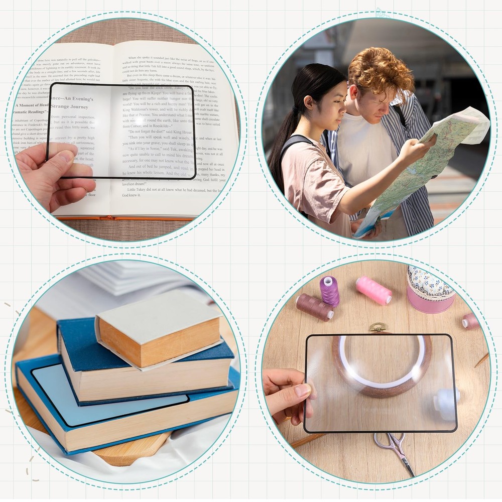 6 PCS Magnifying Sheets 5X 3X, Full Page Magnifier for Reading, Flat Plastic ...
