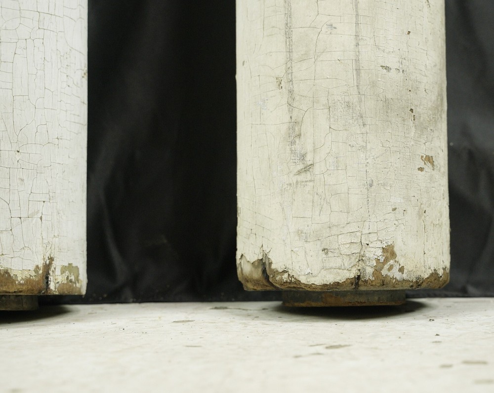 Pair of Reclaimed 91 in. White Round Solid Wood Columns