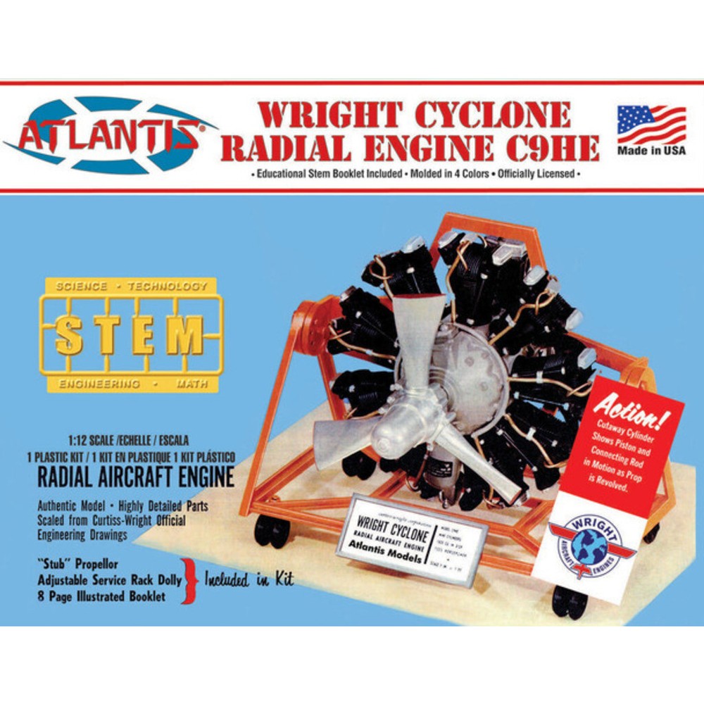 Atlantis Models M6052 Wright Cyclone 9 Radial Engine STEM 1:12