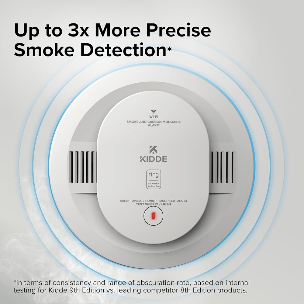 Kidde Smart Smoke and Carbon Monoxide Detector, Ring App Enabled