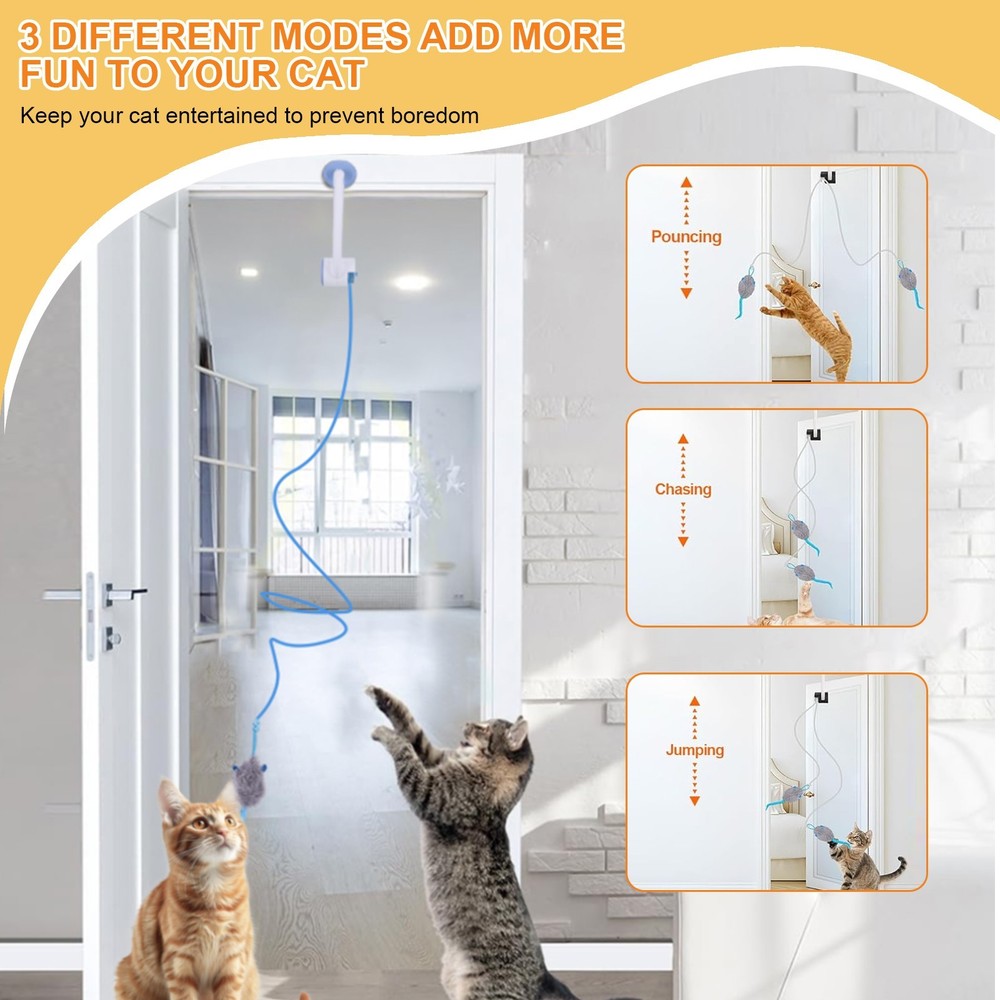 Interactive Cat mouse Toys,Retractable Teaser Toy Hanging Interactive Toys US
