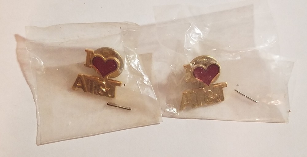 3 ATT Lapel Hat Pins, Original Packages, Quality Check, I Love ATT