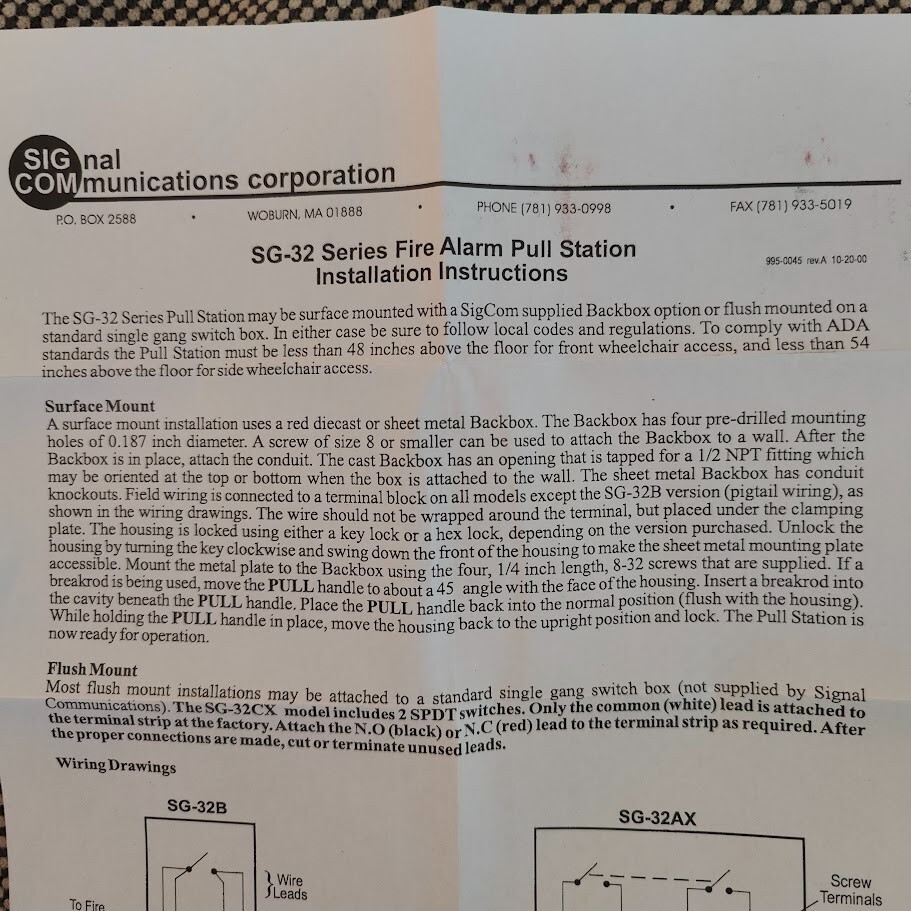 Signal Communication Corp Non-Coded Fire Alarm Box | SG-32SK2