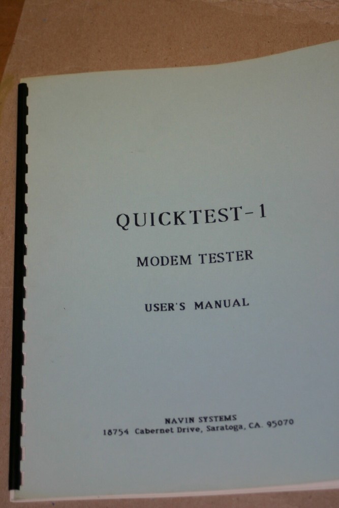 Navin Systems QuickTest-1 board modem tester  User's Manual