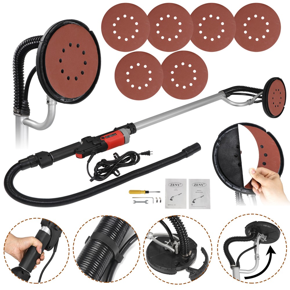 Power Drywall Sander 800W Commercial Electric Variable Speed Sanding Pad 6 Discs