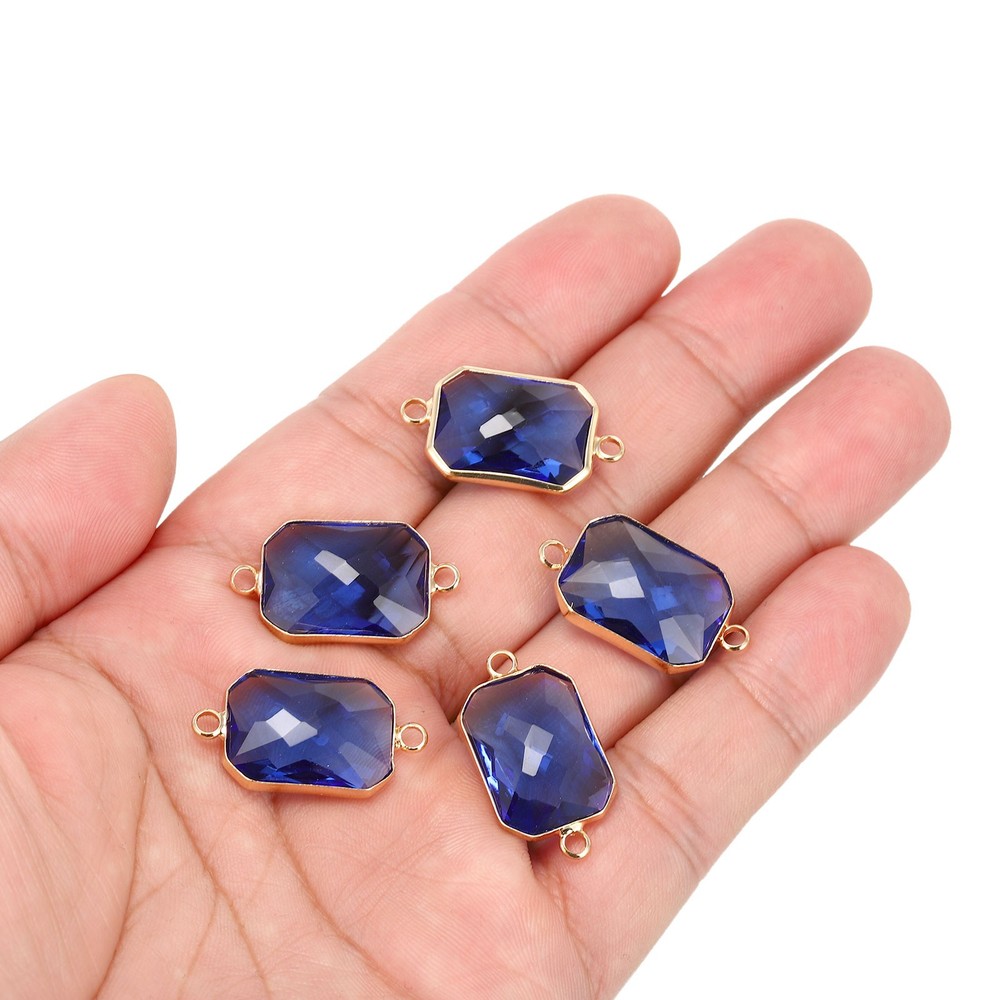Birthstone Connector Link, 10Pcs Diamond Links Rectangle, Dark Blue