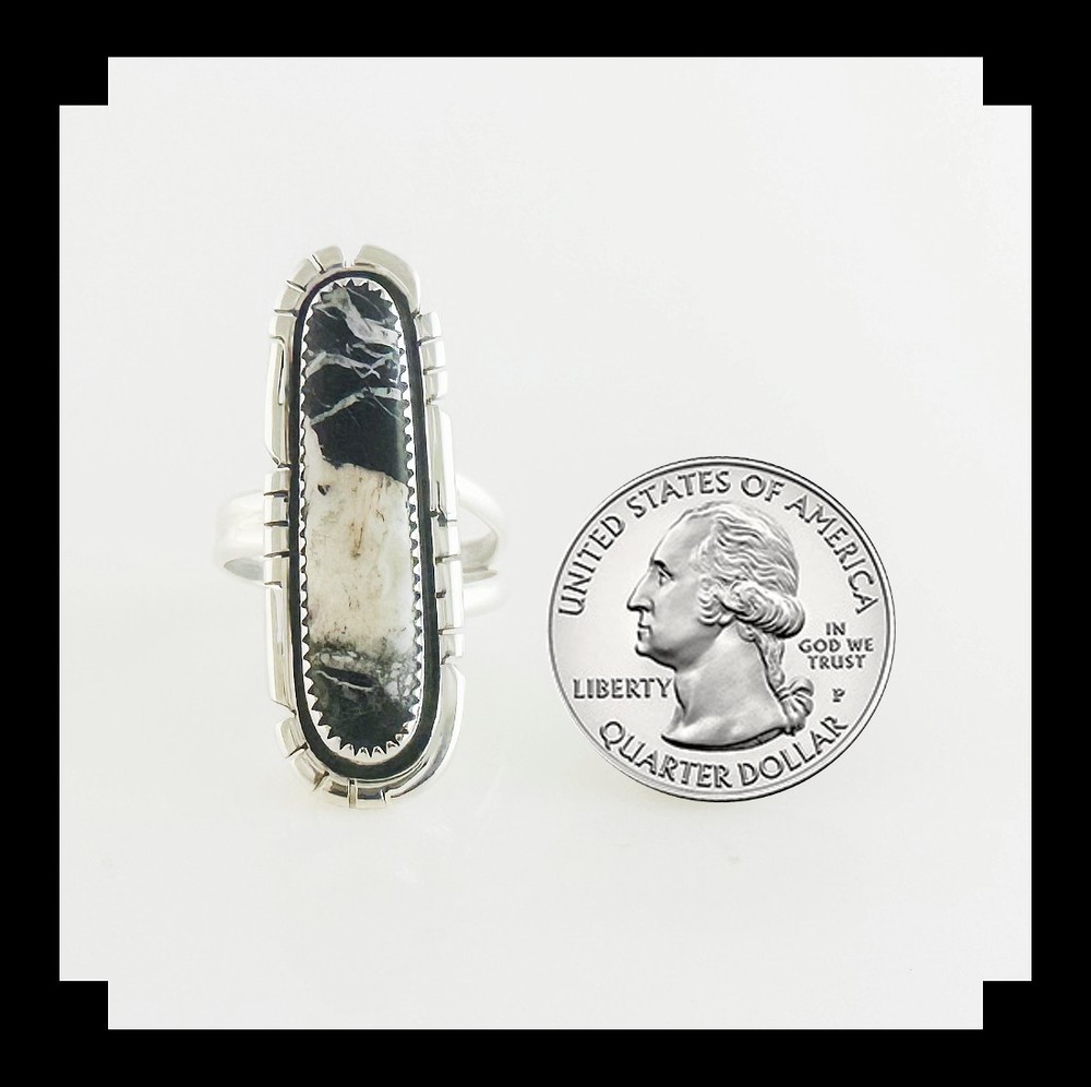Handcrafted Sterling Silver and White Buffalo Ring Adjustable