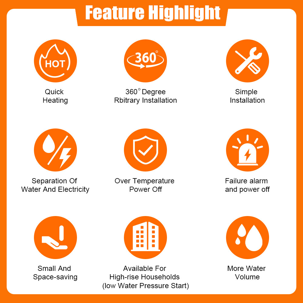 110V 3000W Electric Tankless Instant Hot Water Heater Shower Kitchen Tap Faucet