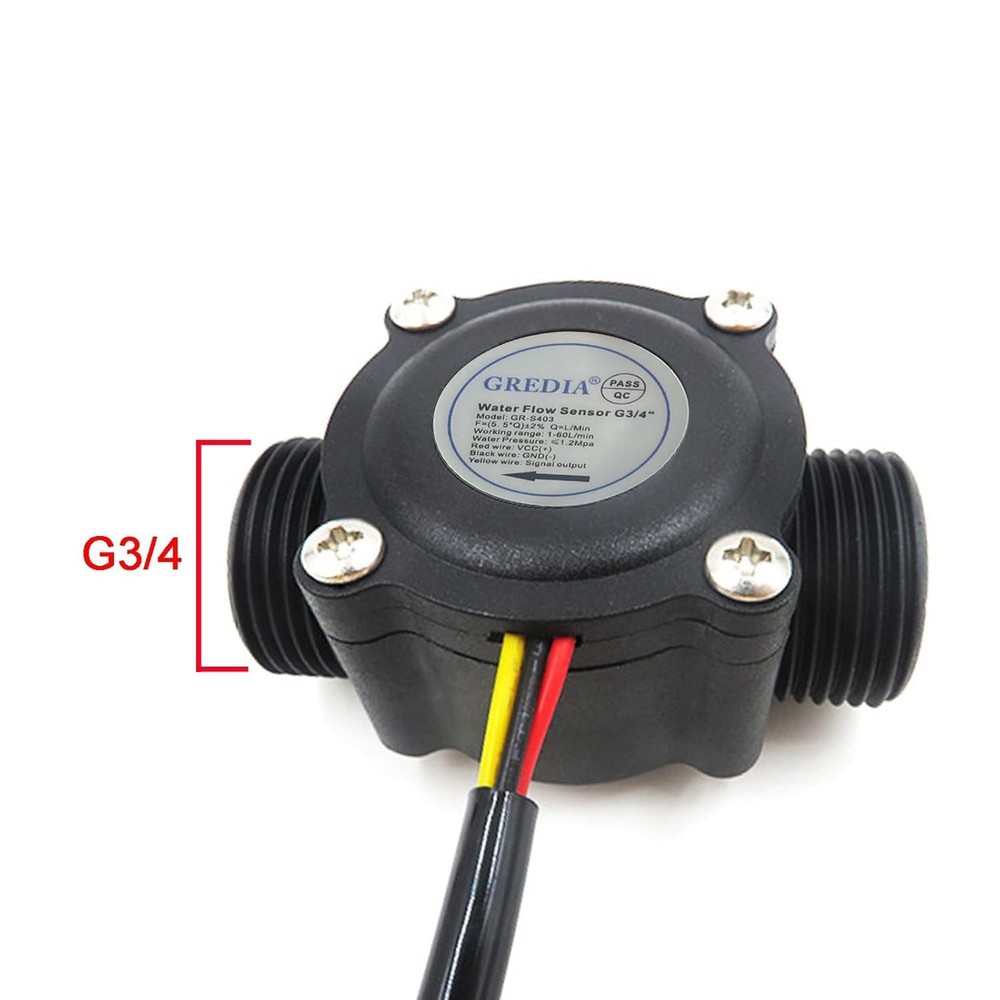 3/4" Water Flow Sensor Food-Grade Switch Hall Effect Flowmeter Fluid Meter Co...