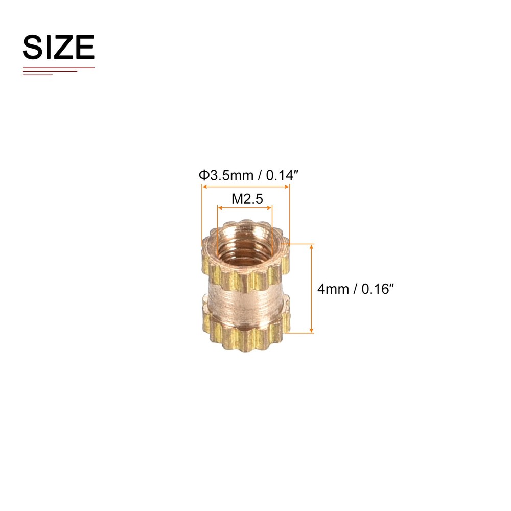 M2.5x4x3.5mm(IDxLxOD) Knurled Insert Nuts - 30 Pack - Good for Plastic Shells