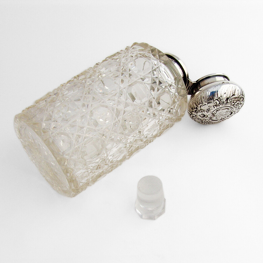 Cut Crystal Decanter 800 Silver Lid Germany Mono JG