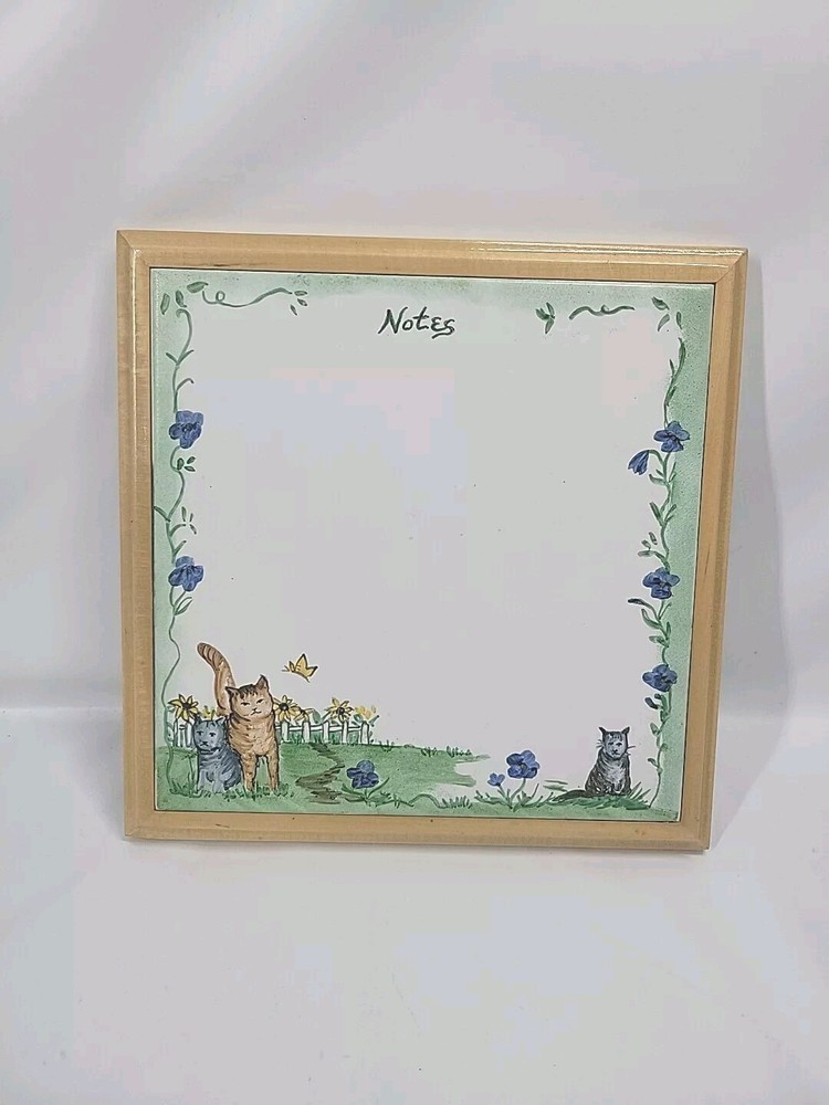 Ceramic Dry Erase Note Board Cats Hang Lay Flat Memo Message