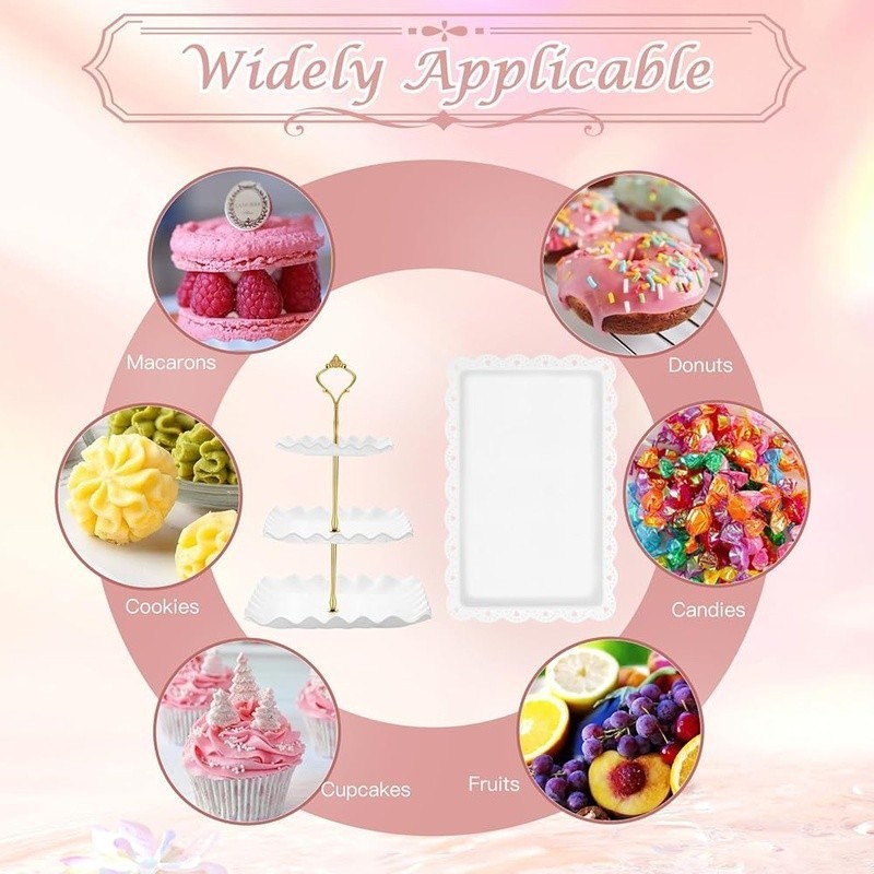 5 Pcs Dessert Table Display Set Cupcake Stand Cup Cake Tier Tower Serving Tray