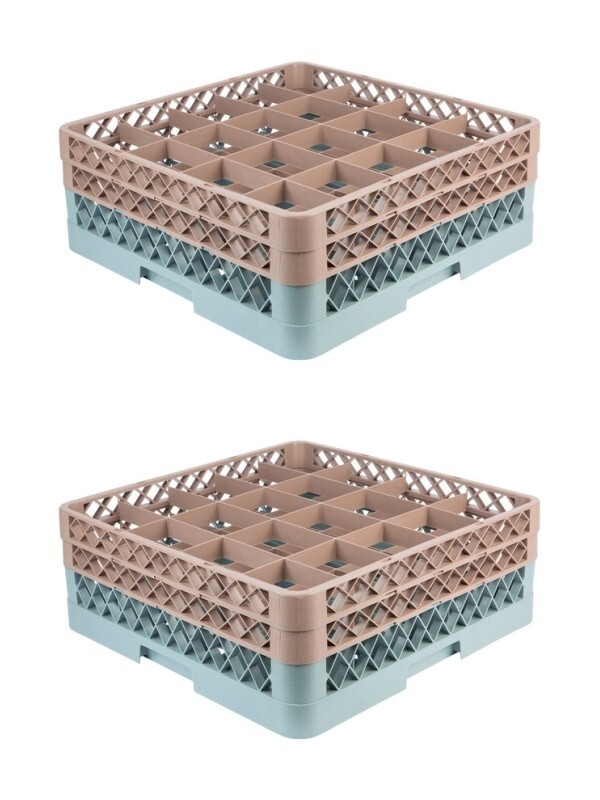 2 PACK Restaurant Dishwasher Glass Rack with 20 Compartments and TWO Extender