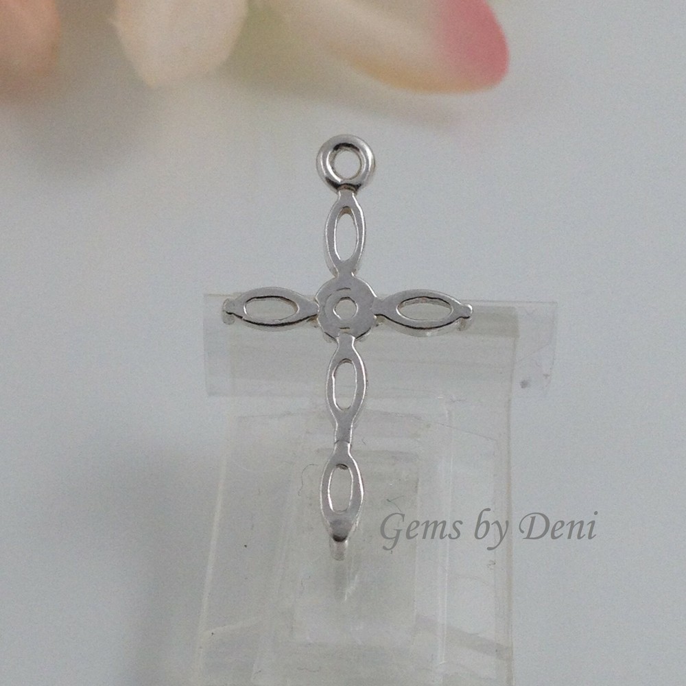 Sterling Silver Marquise and Round Dangle Cross
