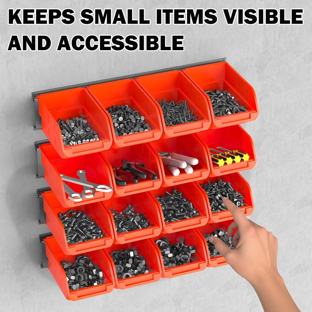 Ultrawall Wall Mounted Storage Bins, Plastic Hanging Storage Organizer Bins