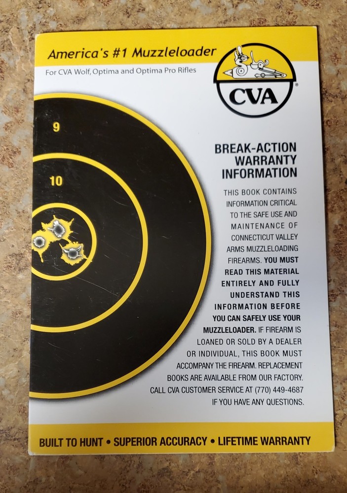 CVA Wolf, Optima & Optima Pro Muzzleloader Break-Action Rifle Manual 2005