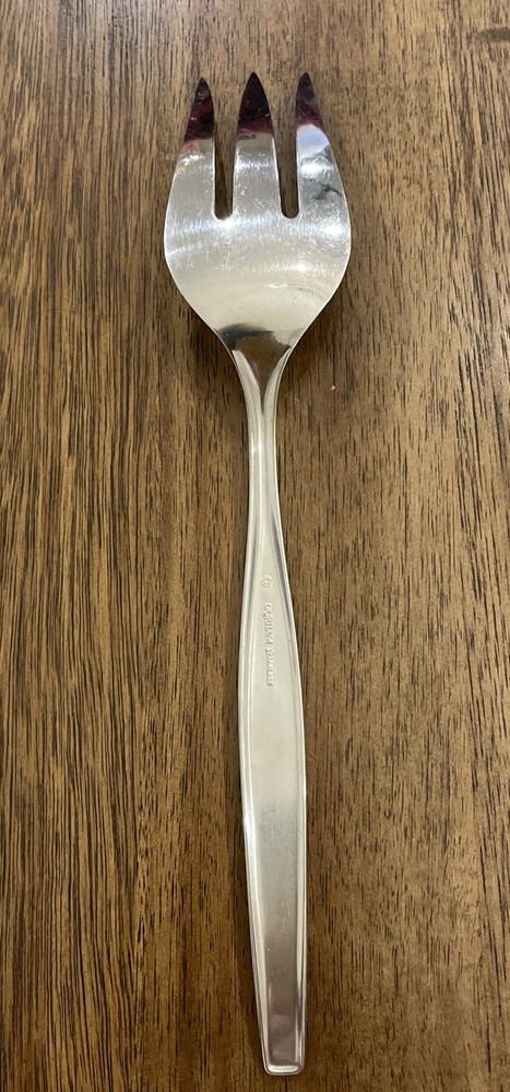 Gorham FABRIQUE MCM STAINLESS Flatware Textured Handle Large Serving Fork