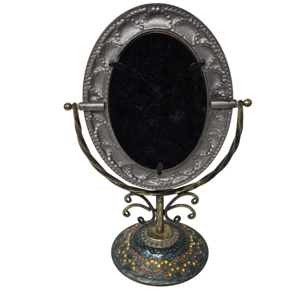 VTG Brass Tilting Vanity Mirror Table Mirror Standing Mirror Frame Rhinestones