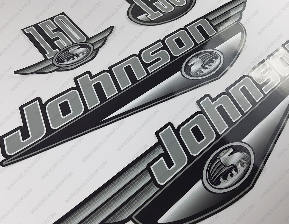 Johnson 150 HP 1999-2000 Outboard Decals Sticker Set Black