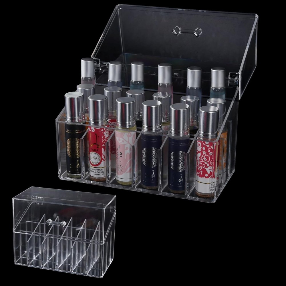 Acrylic Lipgloss Lip Gloss Holder & Rollerball Perfume Organizer Compact